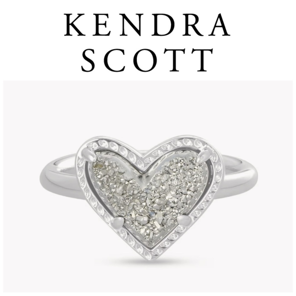 Kendra Scott Ari Heart Band Ring in Platinum Drusy